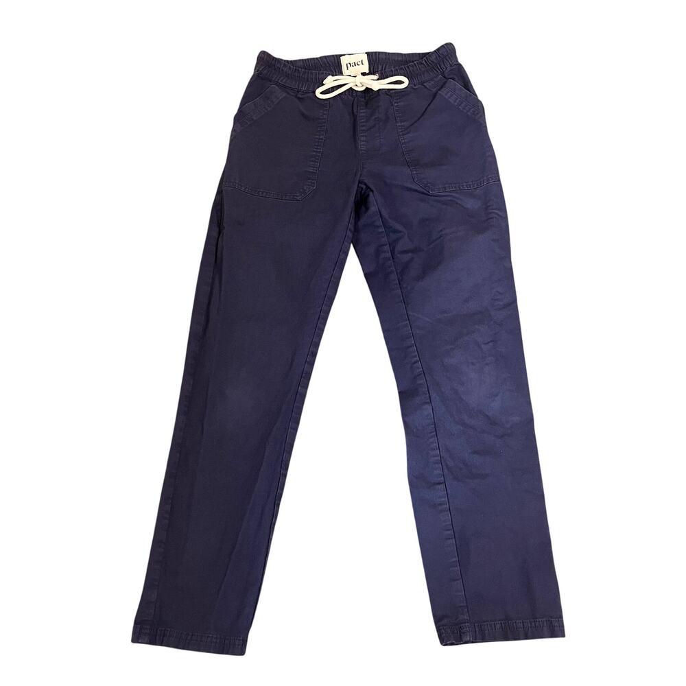 PACT Joggers Womens Small Navy Blue Organic Cotton Minimalist Pants Cuffed